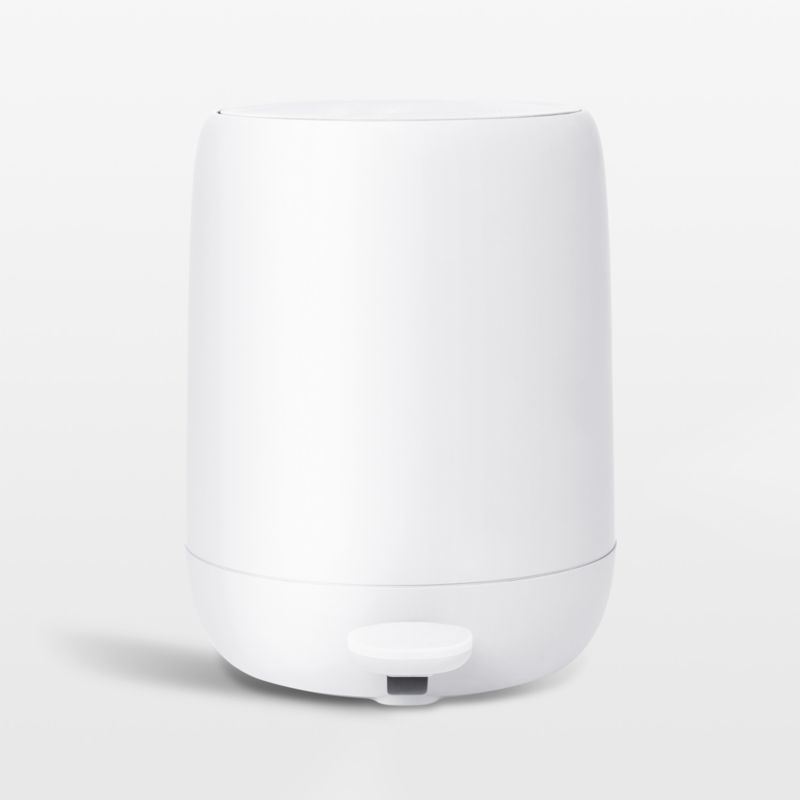 White Plastic Fingerprint Resistant Pedal Bin with Soft-Close Lid
