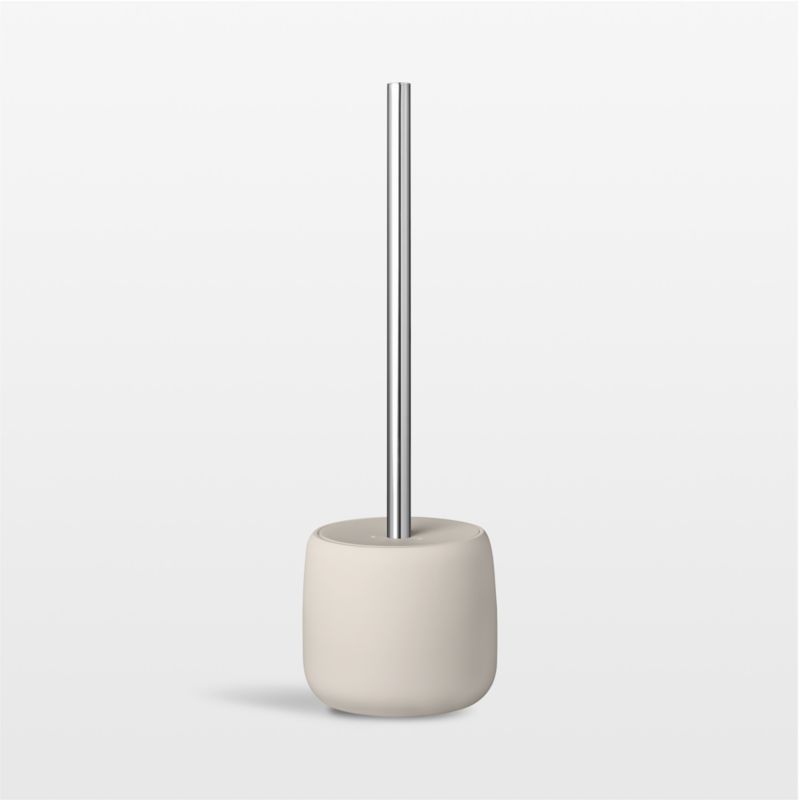 Moonbeam Beige Silicone and Stainless Steel Toilet Plunger Set