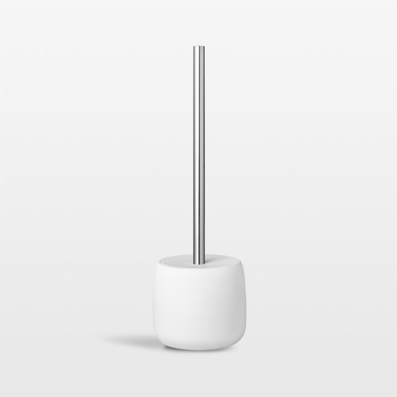 Sleek SONO 18" White Silicone & Stainless Steel Bathroom Plunger Set