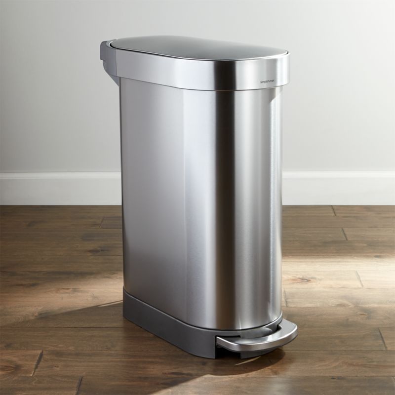 Brushed Stainless Steel 12 Gallon Slim Step Trash Can
