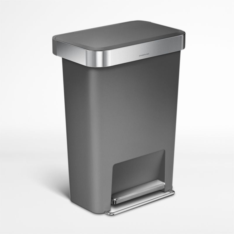 Gray Plastic Rectangular Step Trash Can with Silent Lid