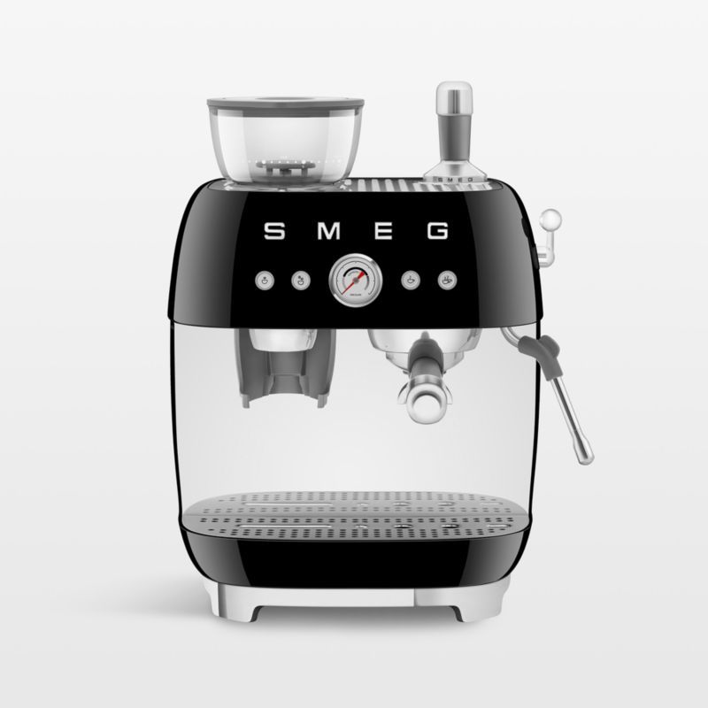 Black Semi-Automatic Espresso Machine with Grinder and Steam Wand