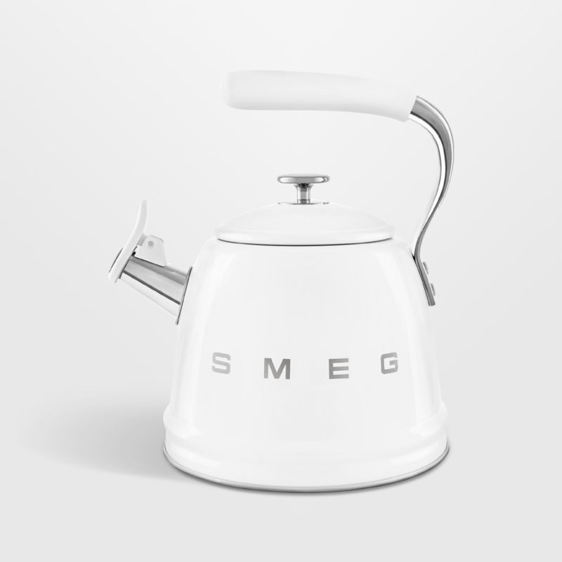 White Stainless Steel Whistling Stovetop Kettle