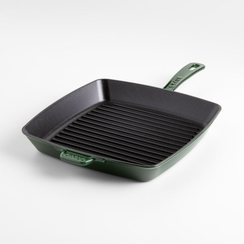 Staub 12-inch Basil Green Cast Iron Square Grill Pan