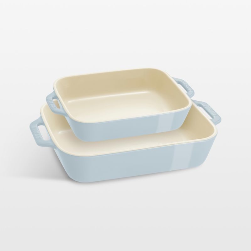 Light Blue and Macaron Ceramic Rectangular Baking Dish Set