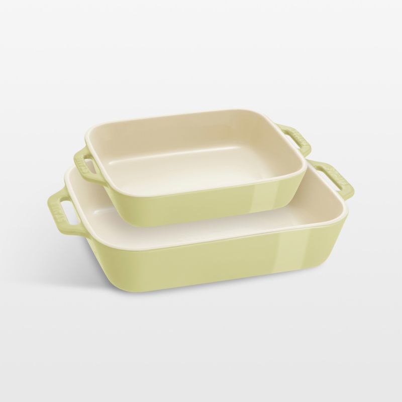 Staub Light Green Ceramic 2-Piece Rectangular Baking Dish Set
