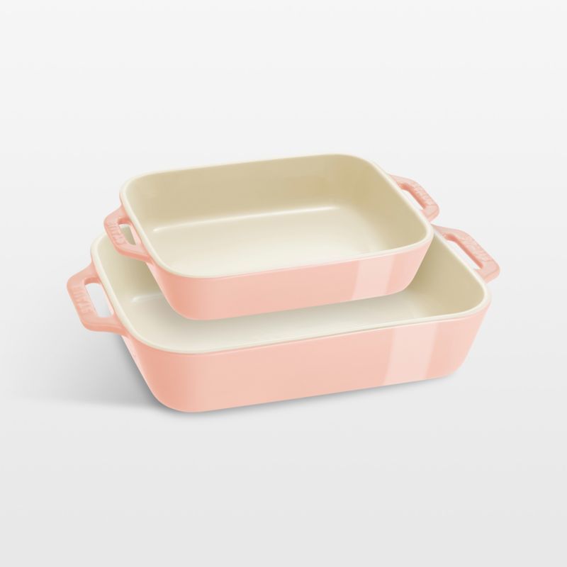 Staub Light Pink Ceramic Rectangular Baking Dish Set