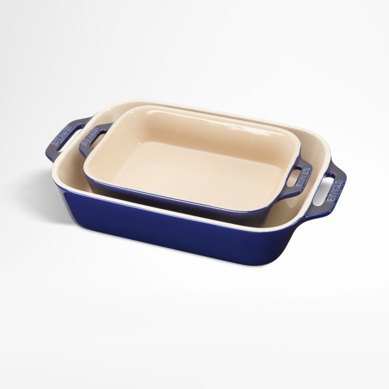 Staub Ceramic 2-pc Rectangular Baking Dish Set in Light Green