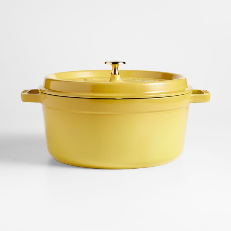 Citron Yellow Enameled Cast Iron Round Cocotte 5.5 qt