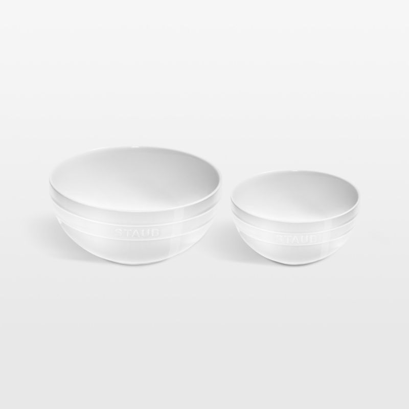 White Ceramic 2-Piece Nested Mixing Bowl Set