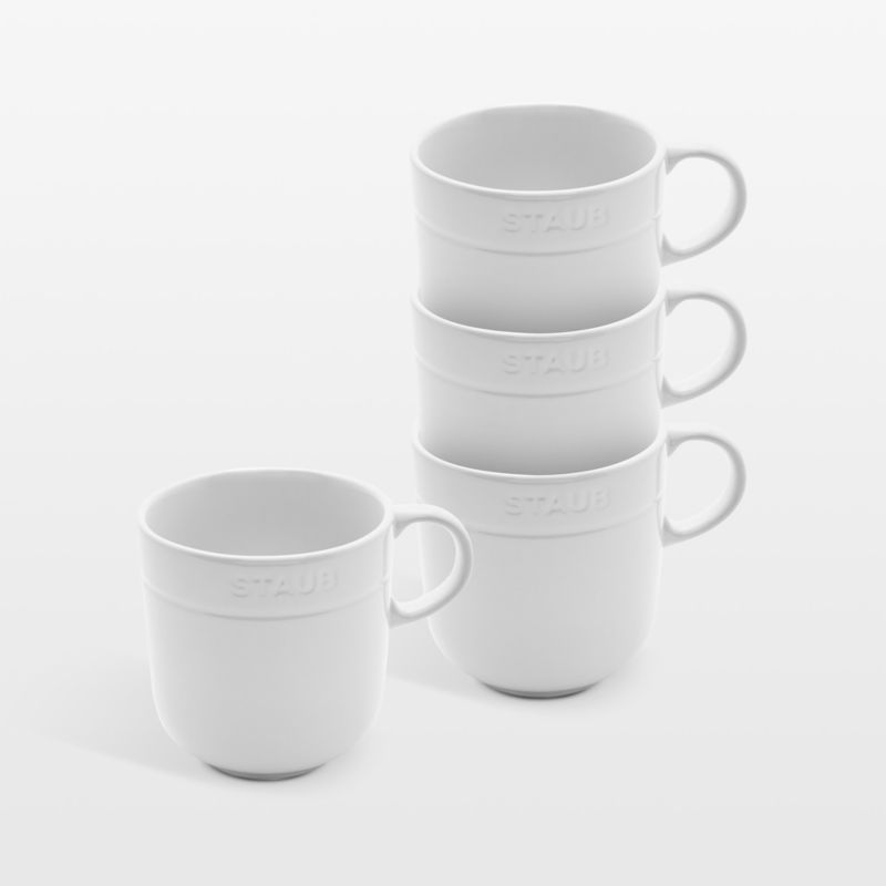 Staub White Ceramic 16 oz Mug Set, 4-Piece
