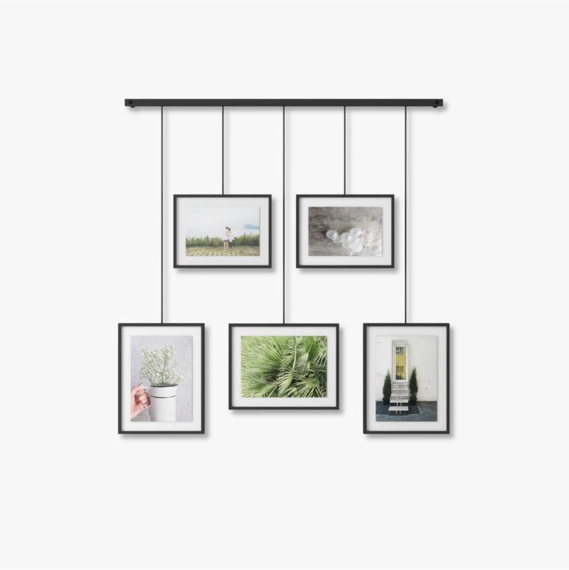 Exhibit Ledge Black Metal 5-Picture Frame Set for Modern Wall Display