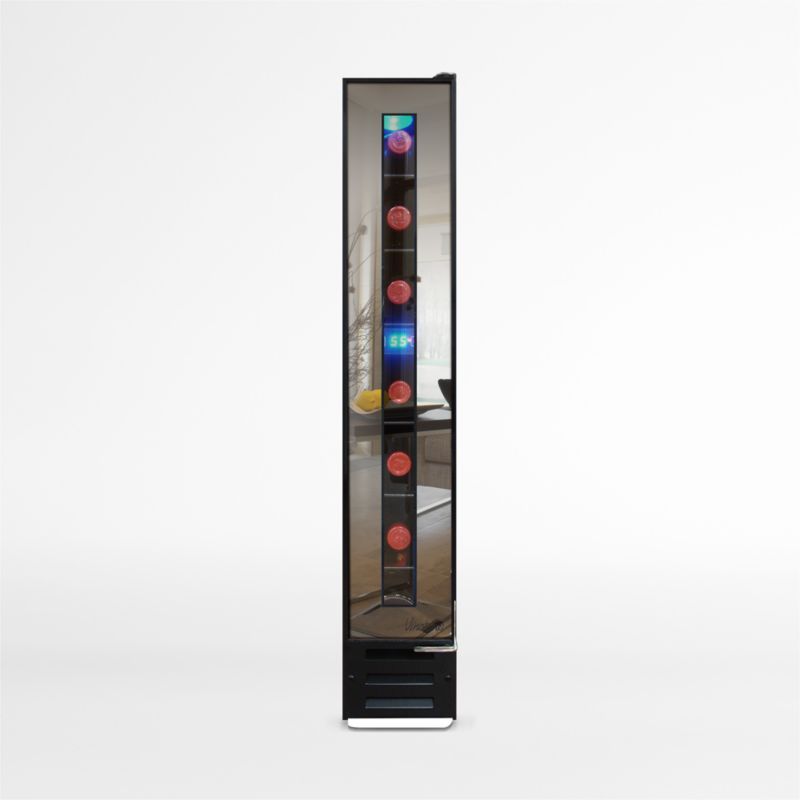 Sleek 7-Bottle Freestanding Mirror Wine Cooler with Interior LED Lighting