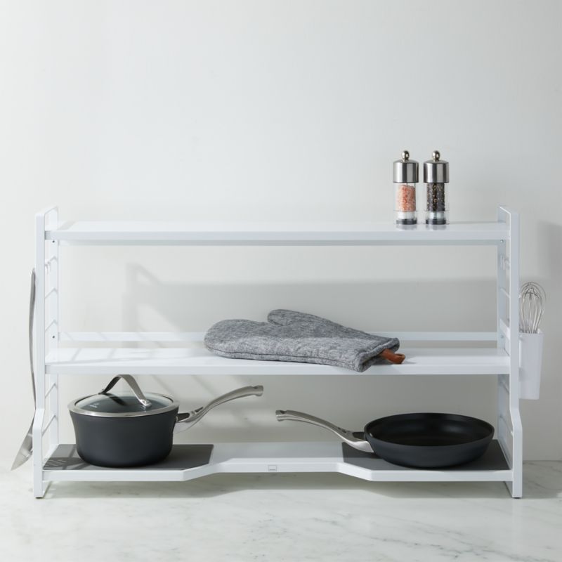 Yamazaki Modern 3-Tier White Steel Countertop Kitchen Shelf