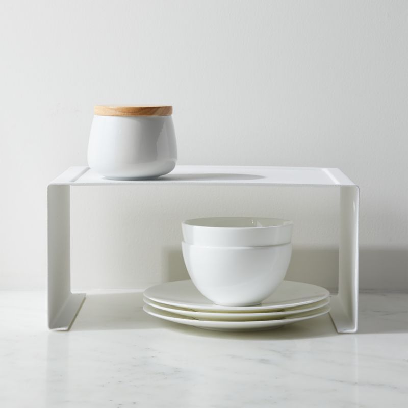 White Steel Stackable Kitchen Counter Shelf Organizer