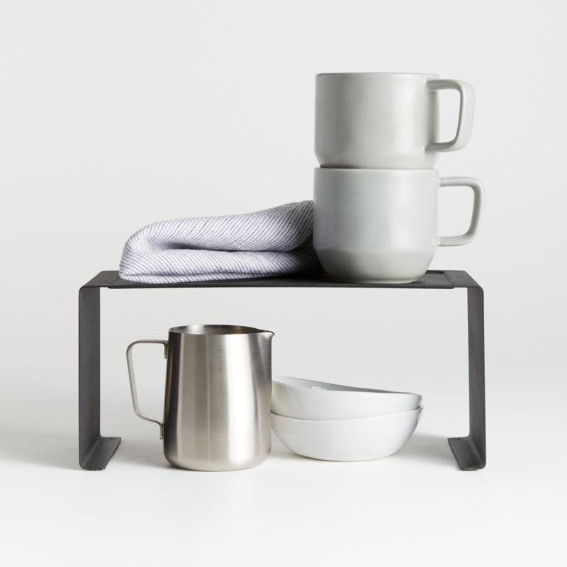 Small Black Stackable Steel Kitchen Counter Shelf