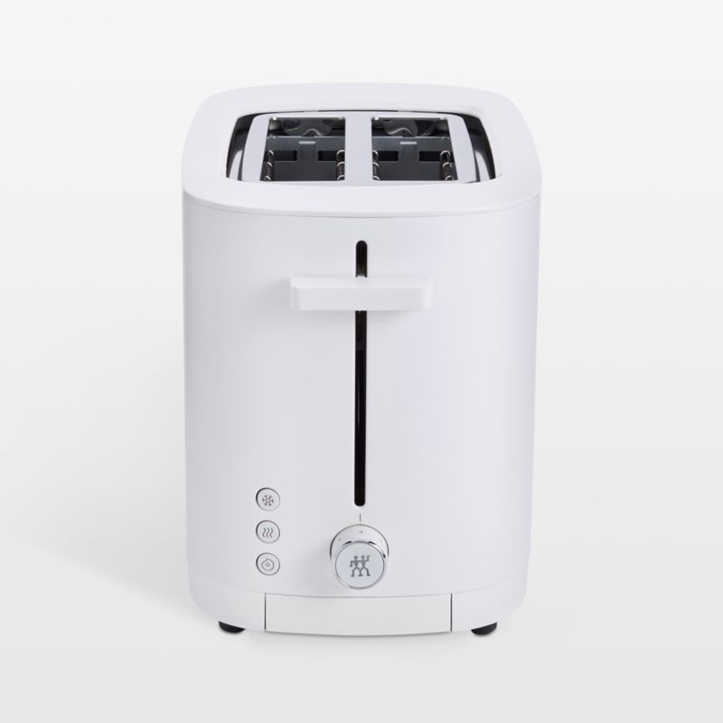 Matte White Stainless Steel 2-Slice Digital Toaster with Wide Slots