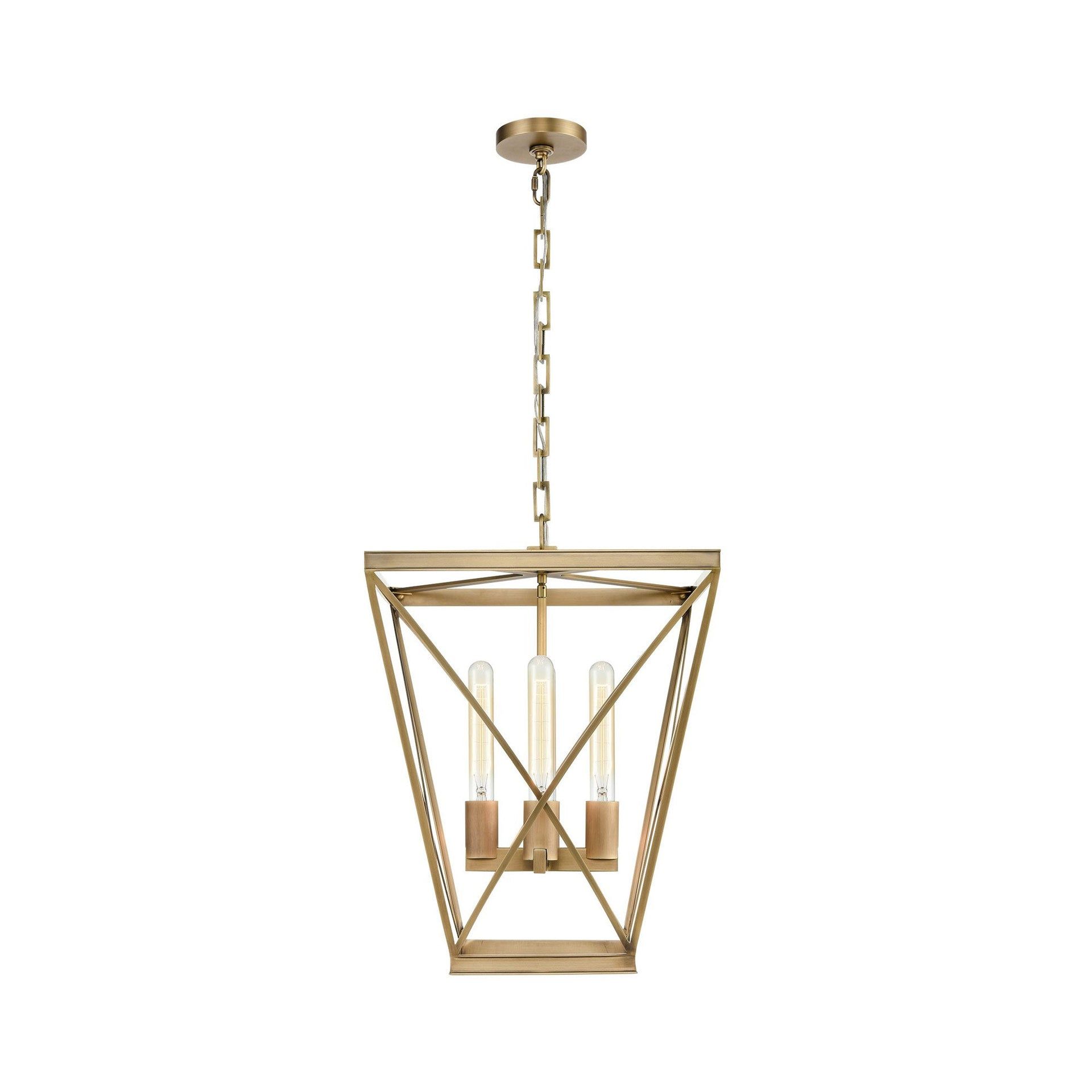 Lattice Criss-Cross 4-Light Pendant in Vintage Brass