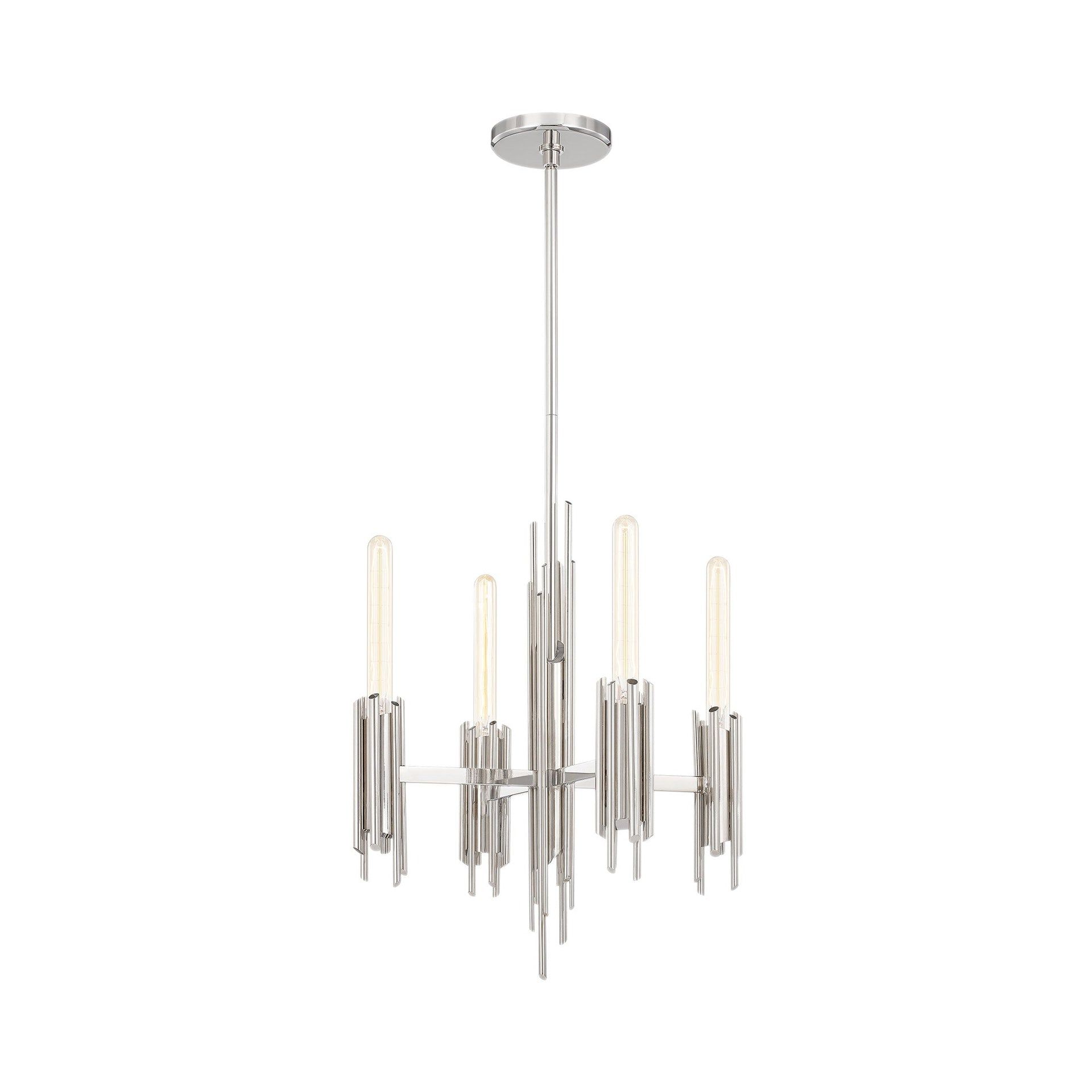 Torres Polished Nickel Crystal 4-Light Chandelier
