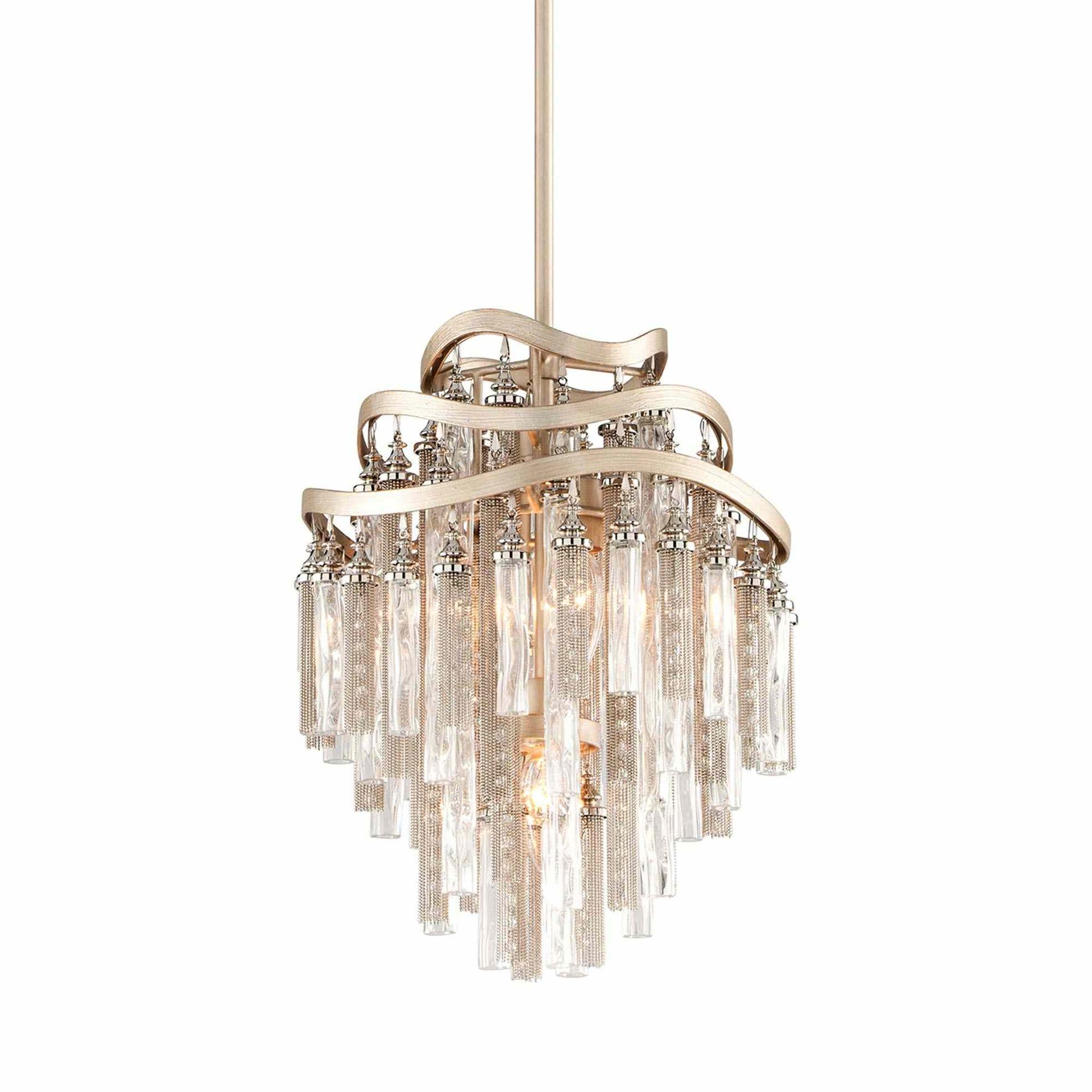 Elegant Chimera 7-Light Pendant in Tranquility Silver with Clear Glass