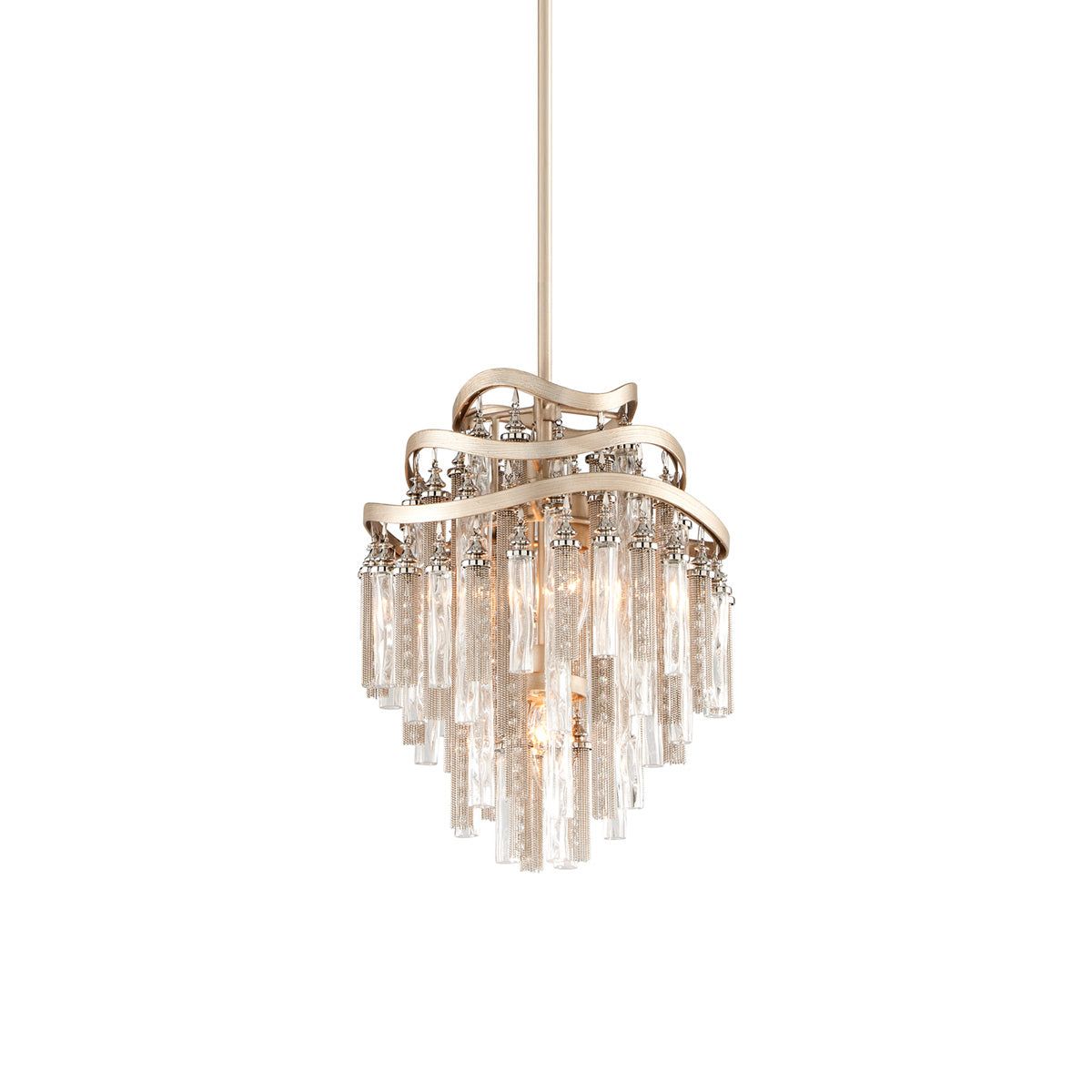 Elegant Chimera 7-Light Pendant in Tranquility Silver with Clear Glass