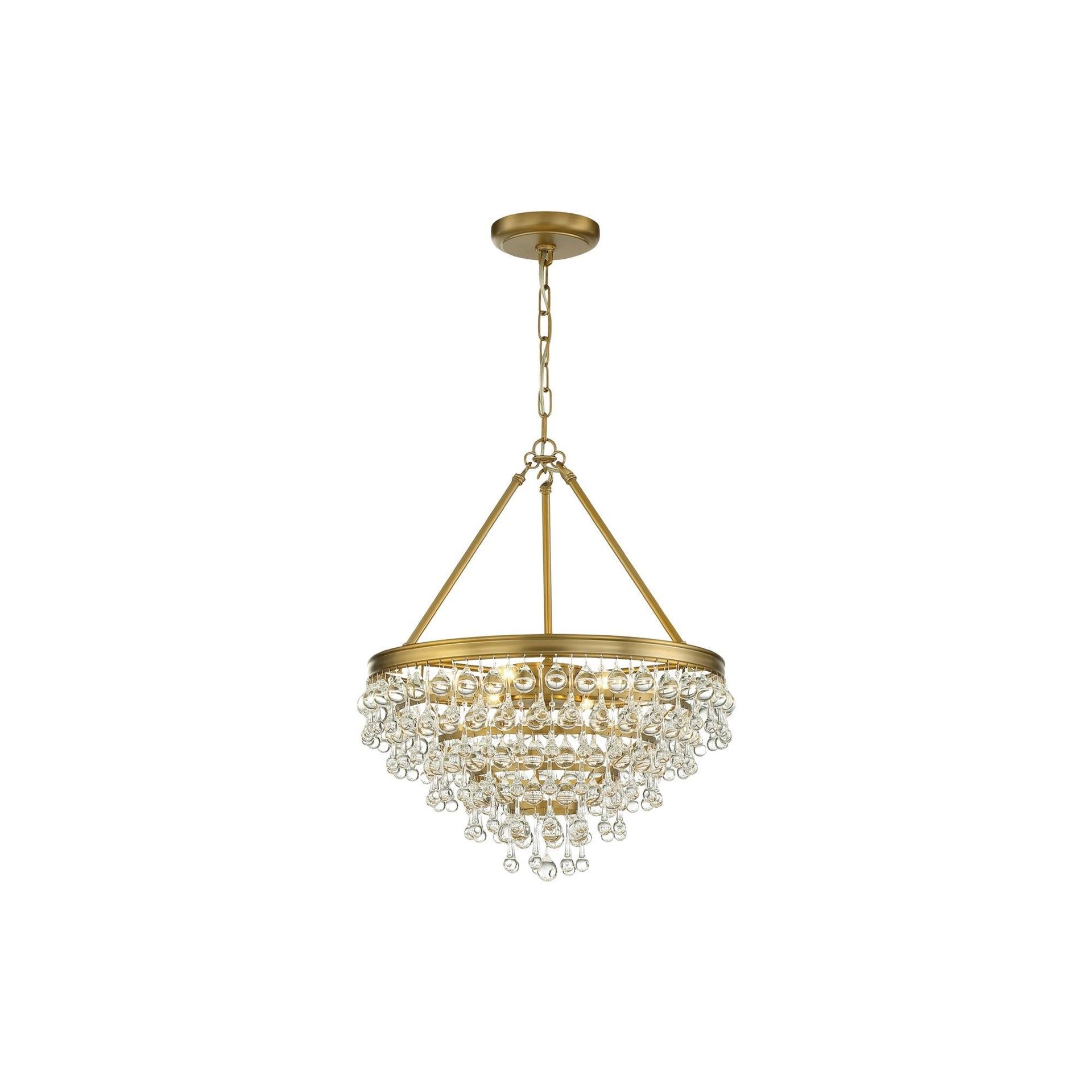 Vibrant Gold 6-Light Crystal Teardrop Chandelier