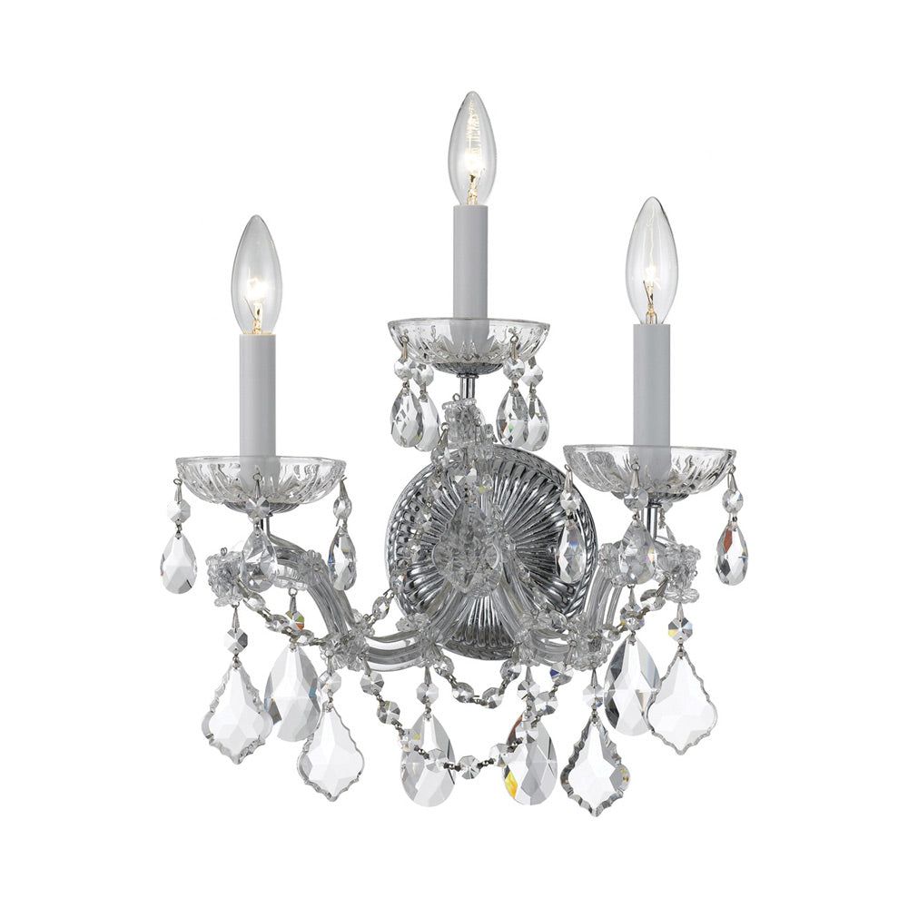 Gold Finish 5-Light Wall Sconce with Clear Crystals