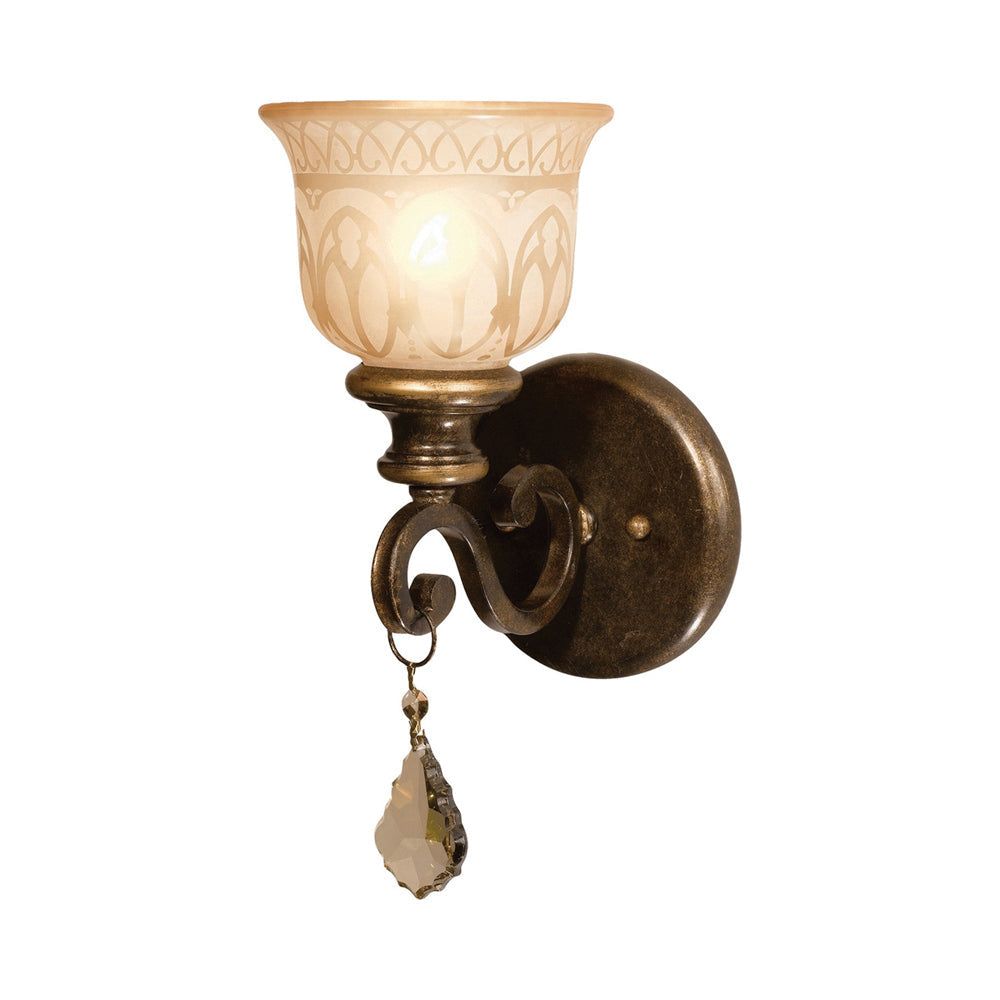 Bronze Umber 1-Light Sconce with Golden Teak Swarovski Glass Shade
