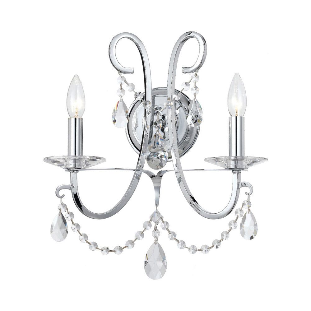 Othello Chrome Dual-Light Crystal Glass Wall Sconce