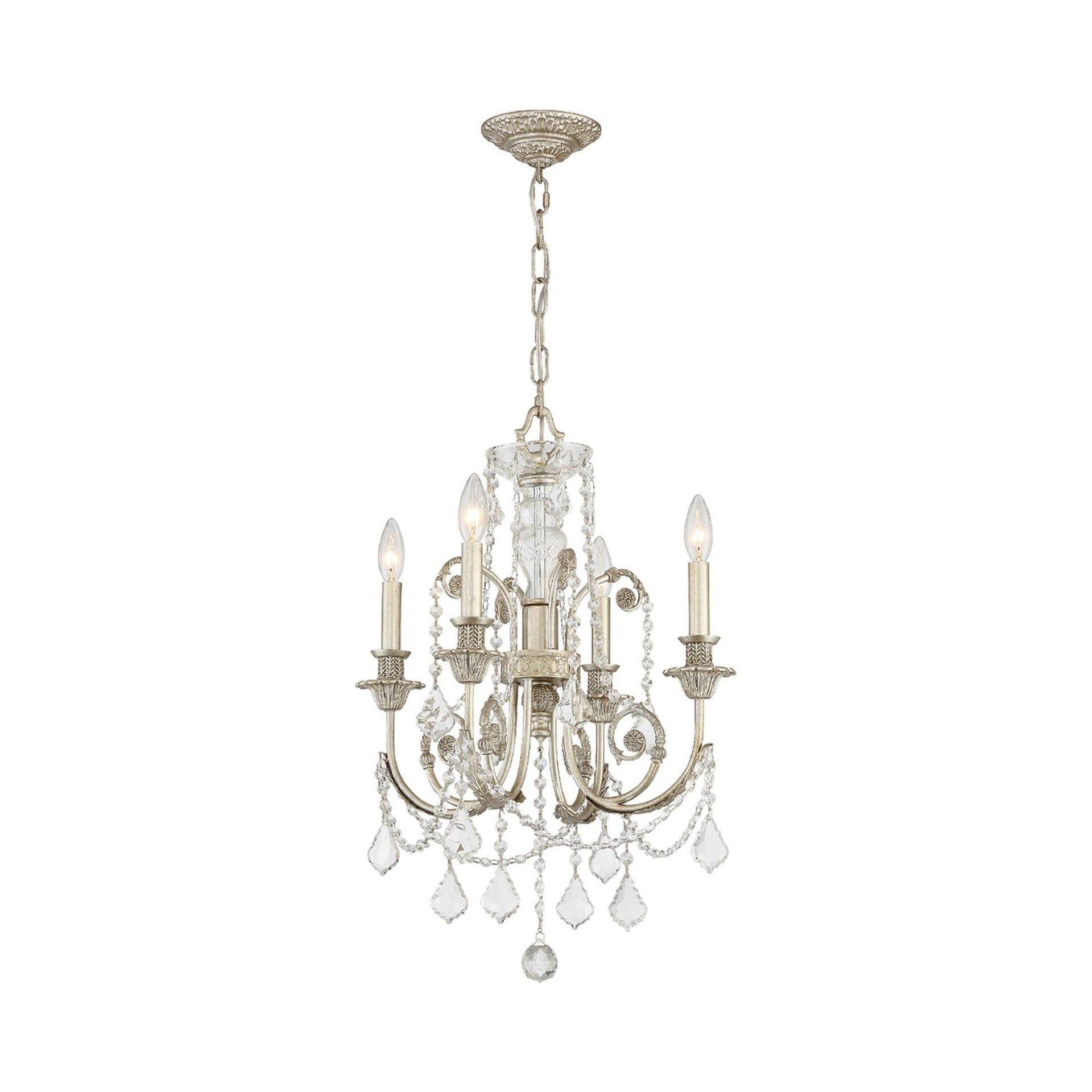 Olde Silver Mini Crystal 4-Light Chandelier