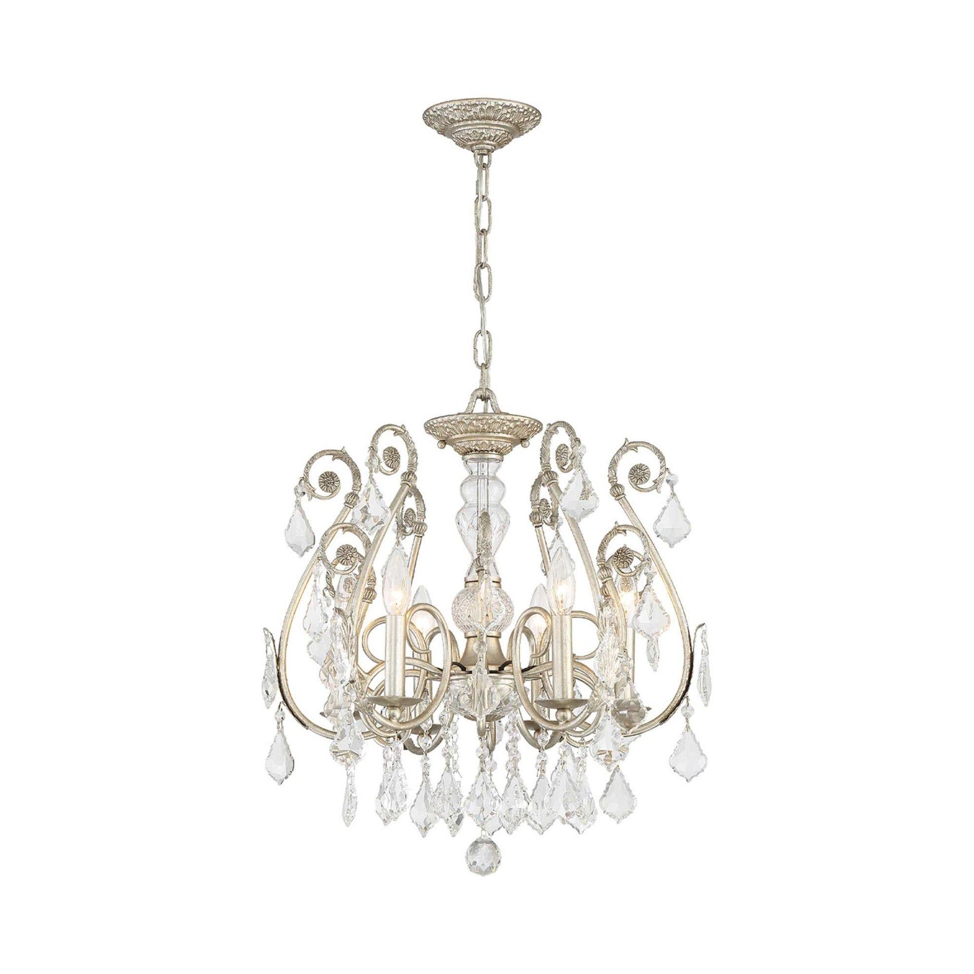 Regal Olde Silver 6-Light Crystal Semi-Flush Ceiling Fixture