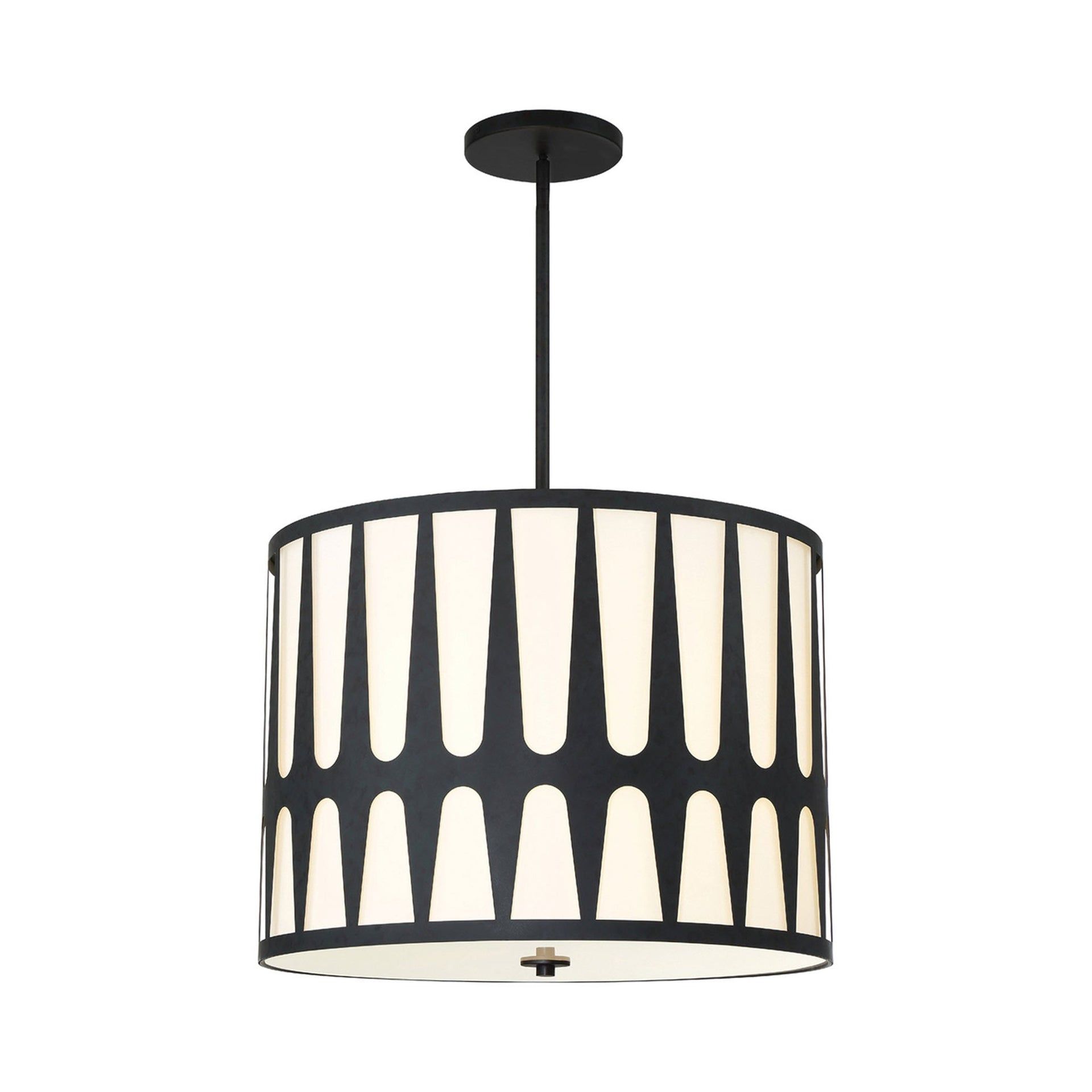 Royston Black Steel 5-Light Drum Pendant with White Silk Shade
