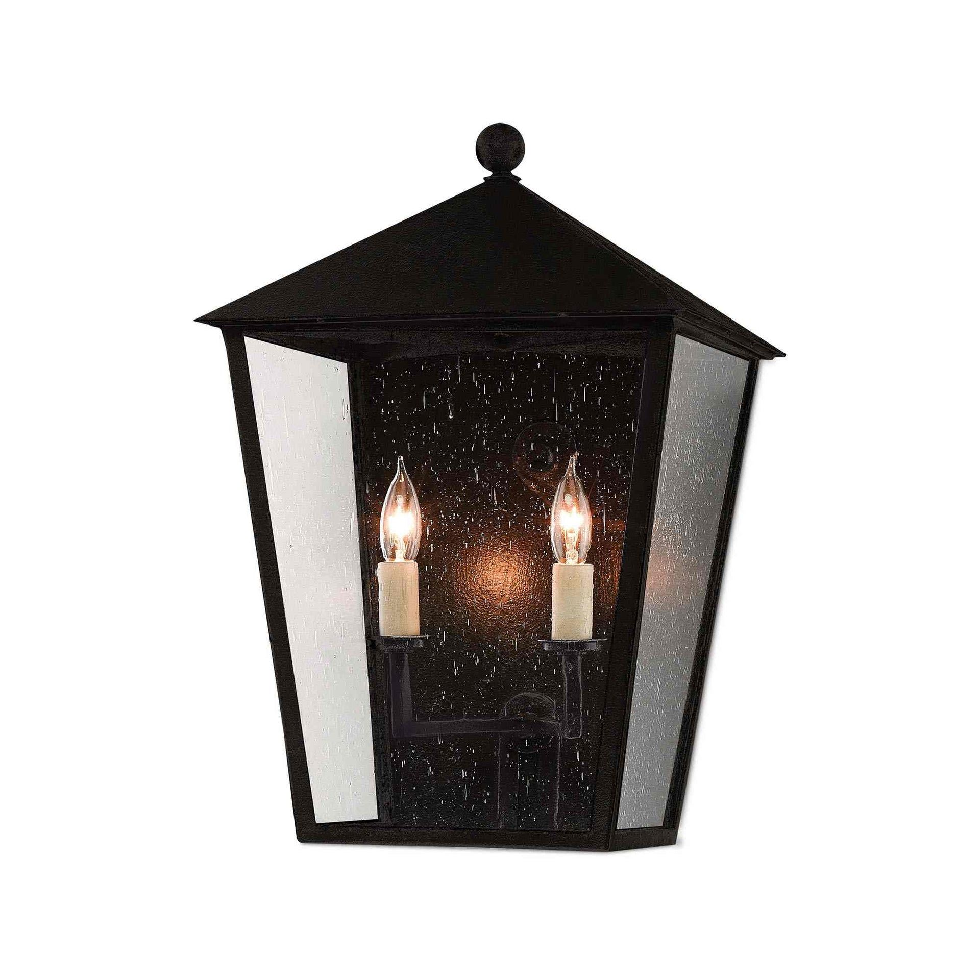 Midnight Black Iron 2-Light Outdoor Wall Lantern