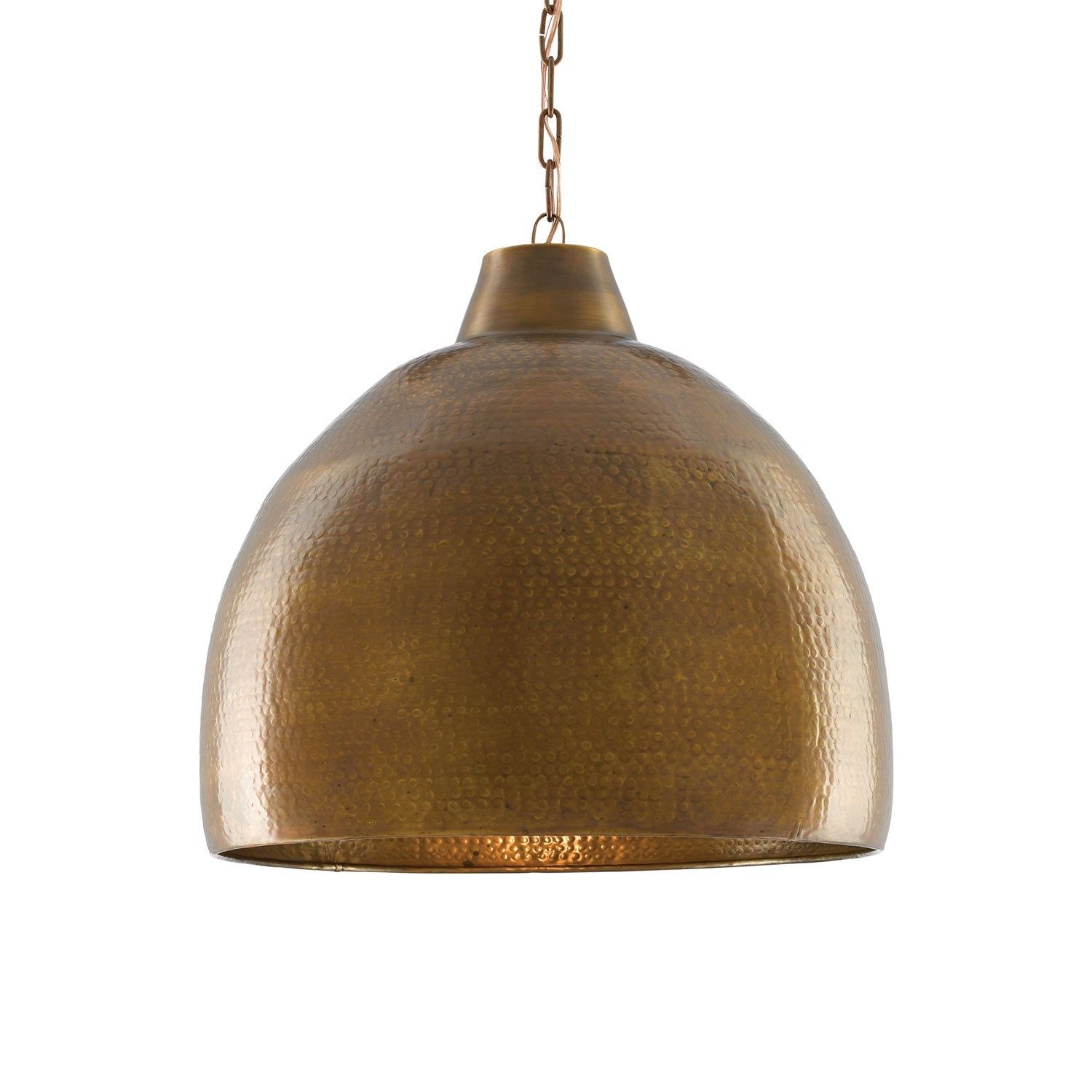 Vintage Brass Bowl Pendant Light with Gold Cord