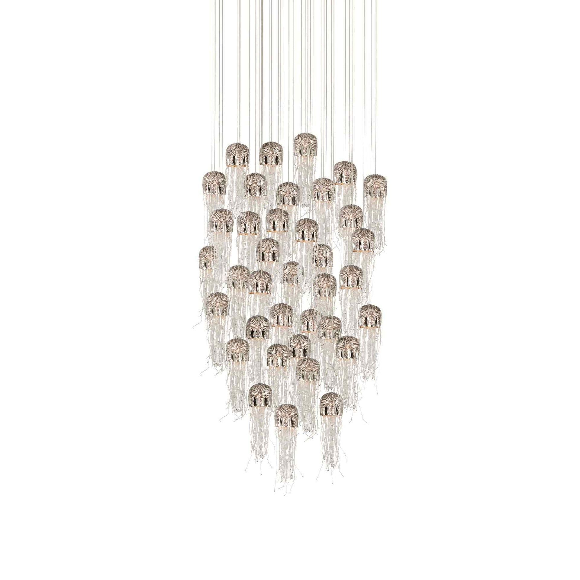 Medusa 36-Light Nickel Glass LED Pendant Chandelier