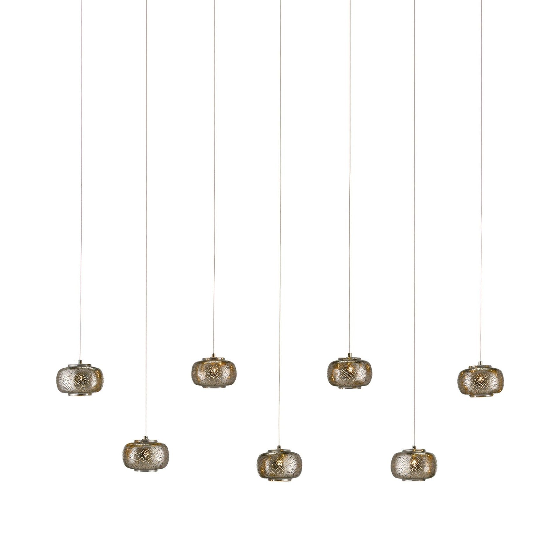 Silver Nickel 7-Light LED Island Pendant with Metal Shades