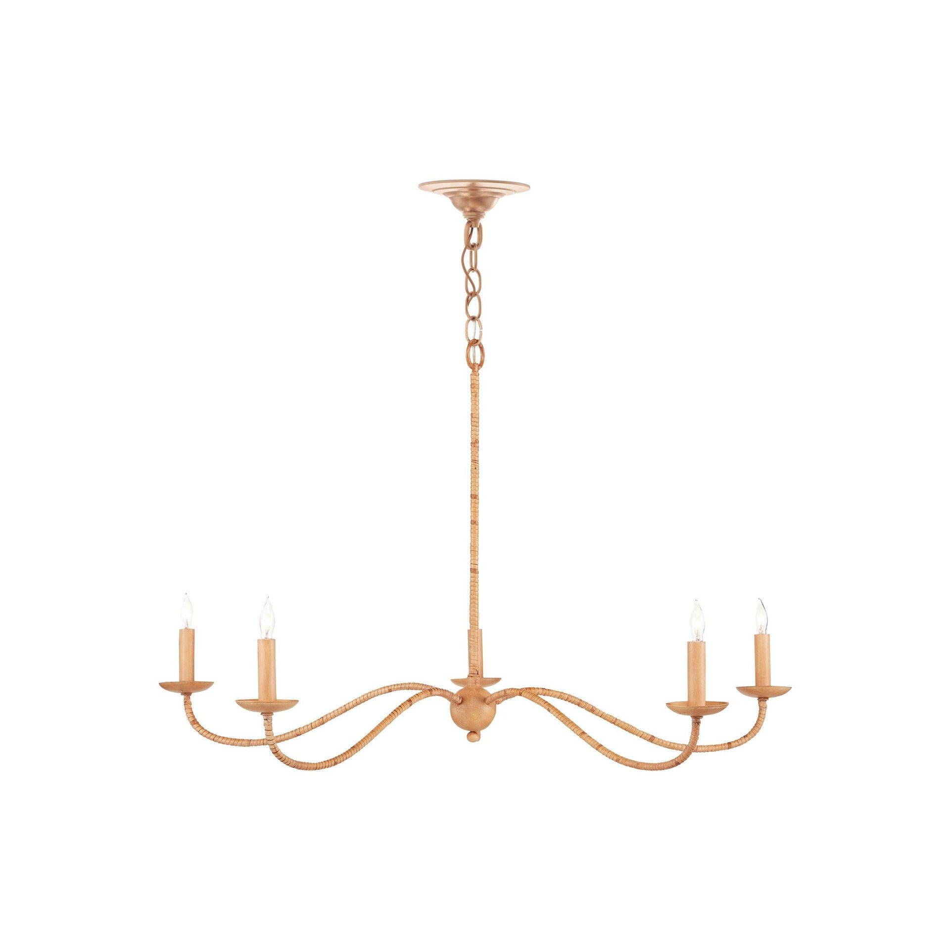 Saxon Natural Rattan 5-Light Candle Chandelier