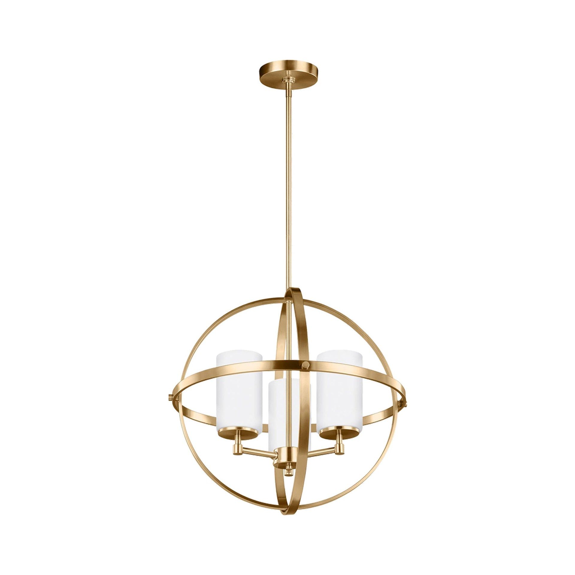 Alturas Satin Bronze 3-Light LED Chandelier with Etched White Glass