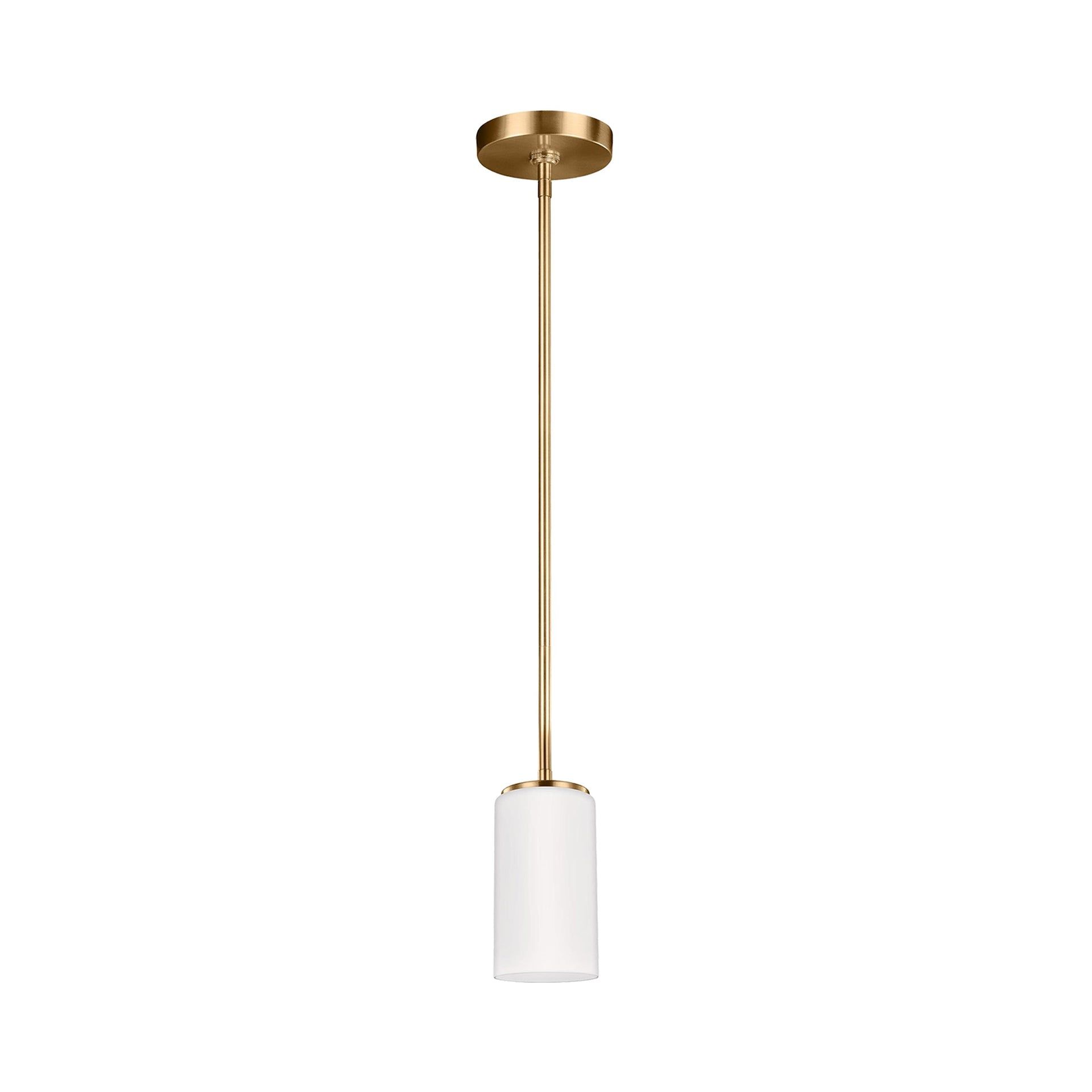 Alturas Mini-Pendant in Satin Brass with Etched Glass Shade