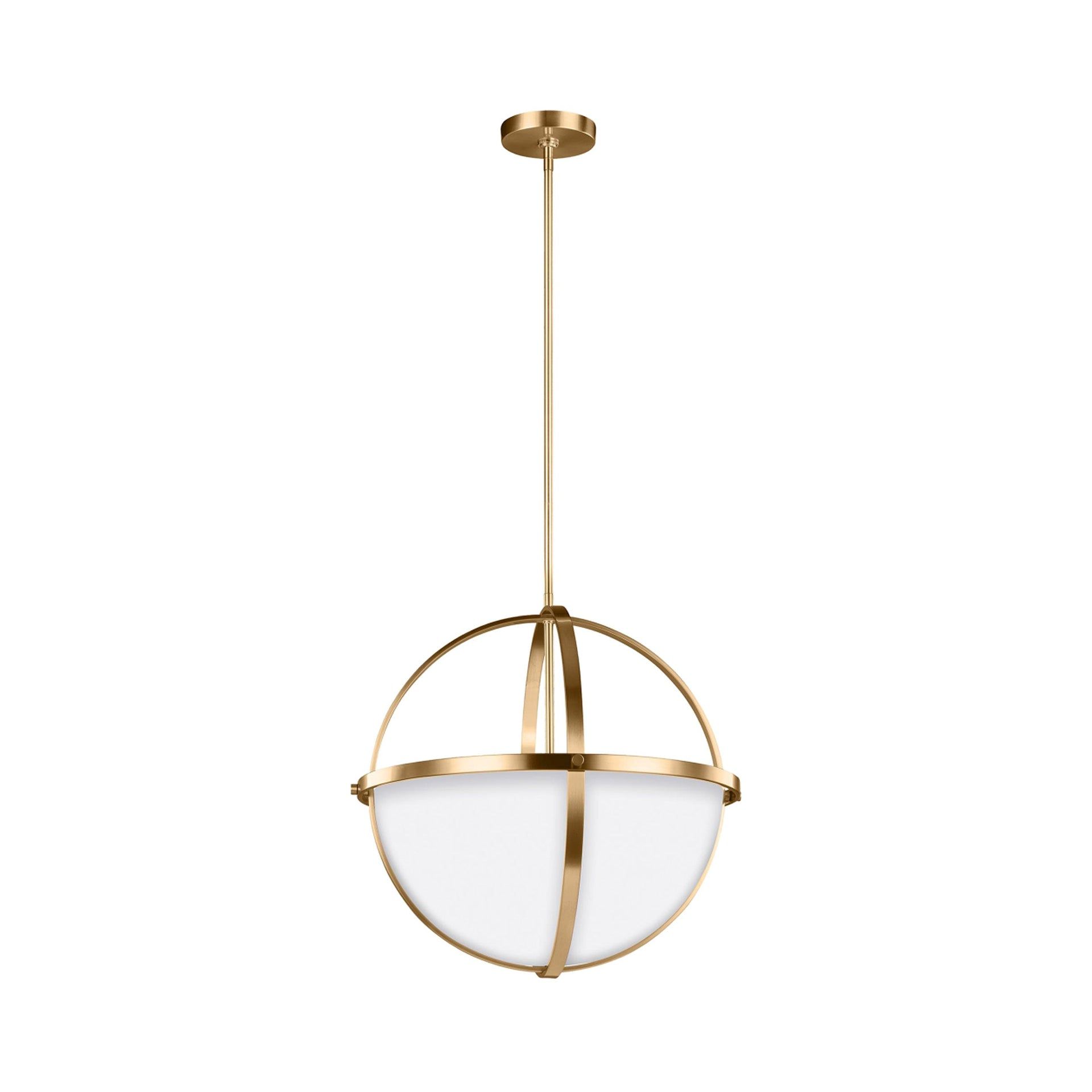 Alturas 3-Light Satin Brass Pendant with Etched White Glass