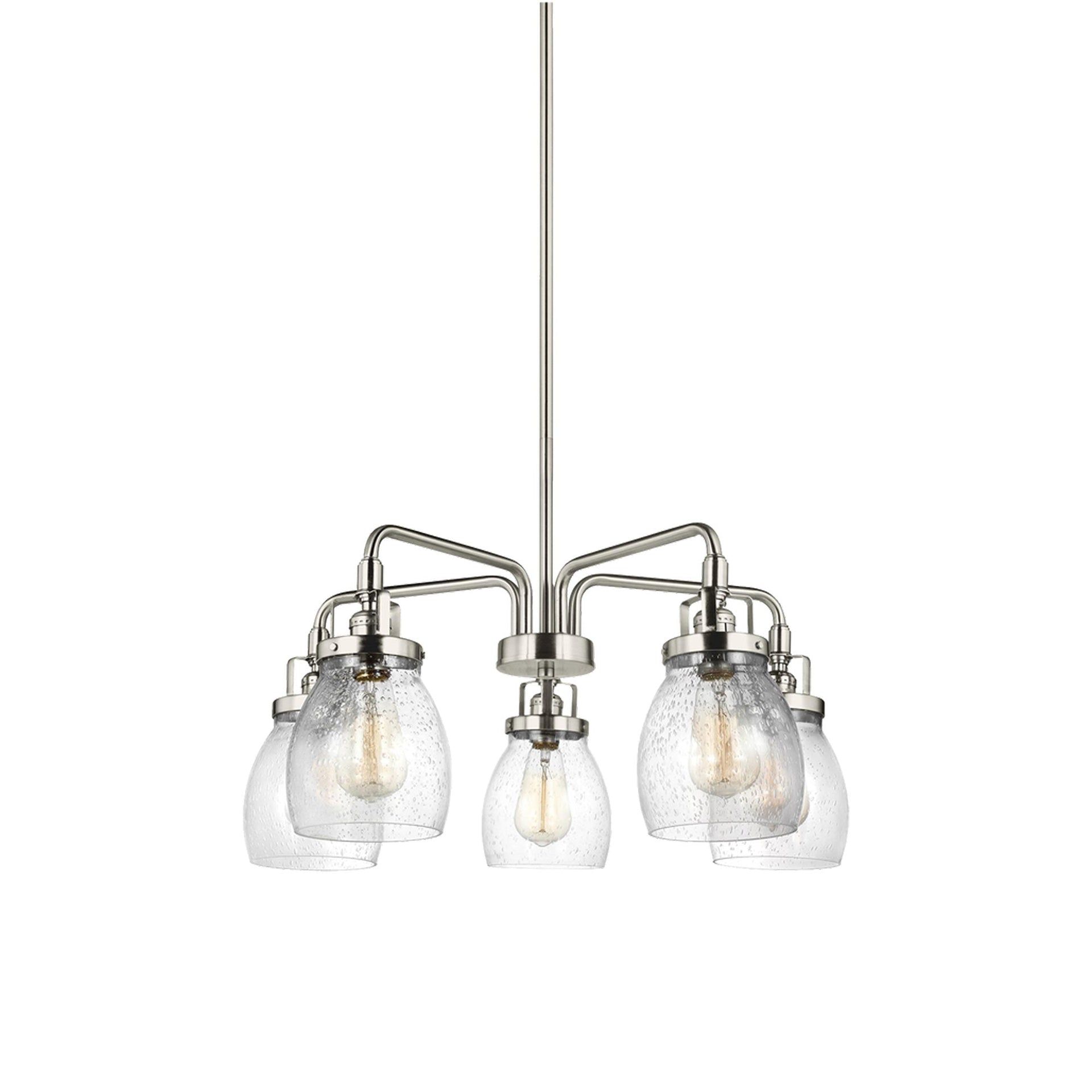 Brushed Nickel 5-Light Chandelier with Clear Seeded Glass Shades