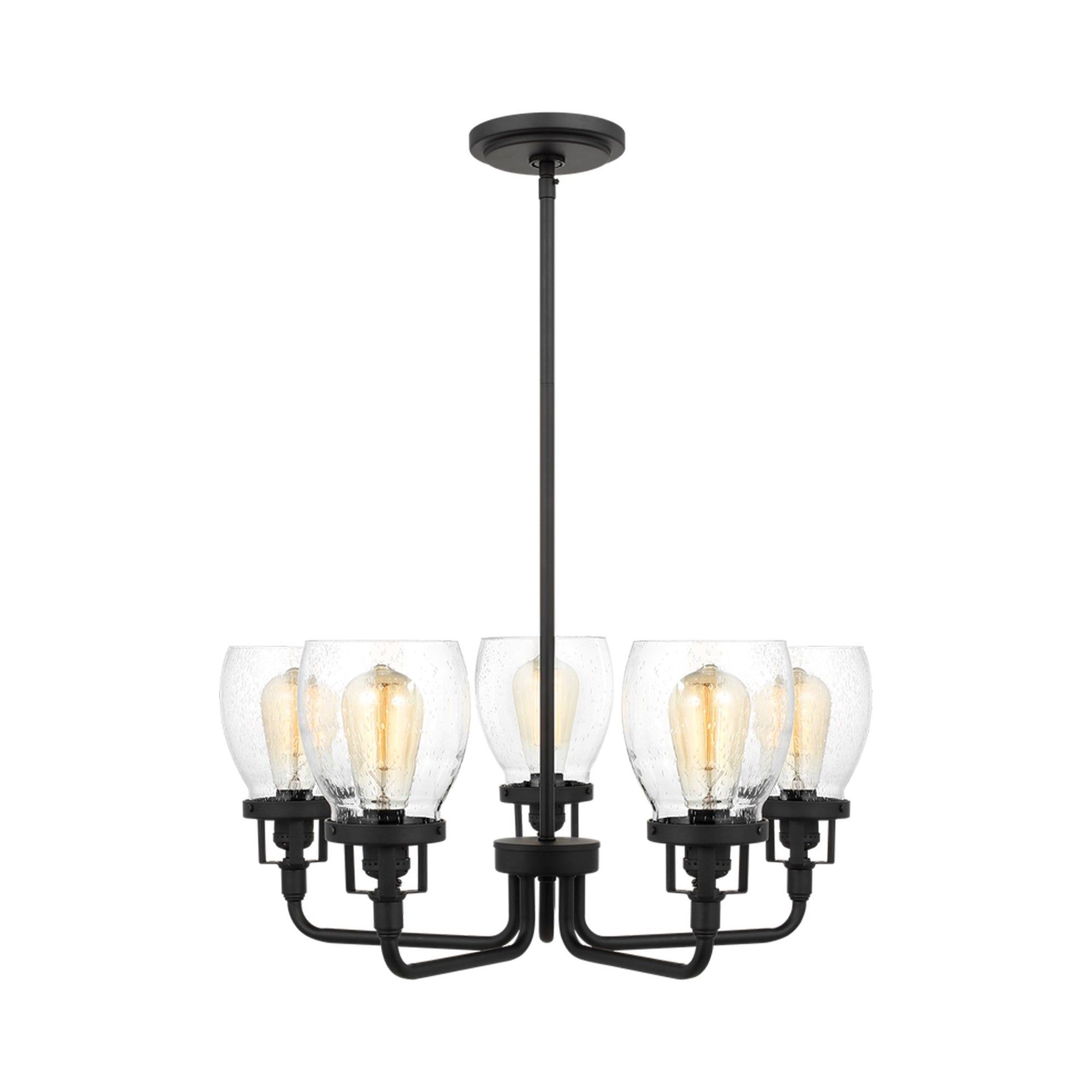 Midnight Black 5-Light Chandelier with Clear Seeded Glass