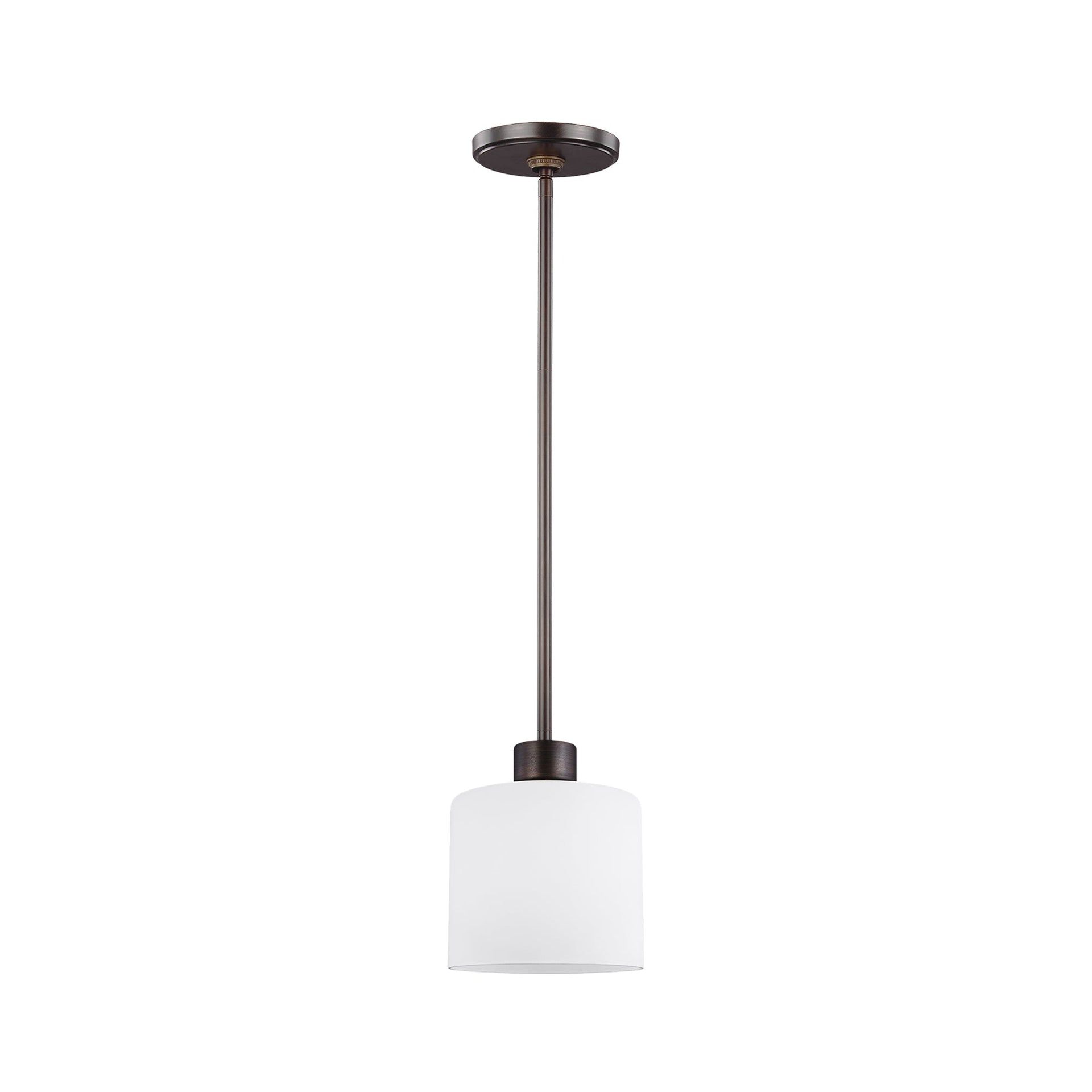 Mini Brushed Nickel LED Pendant Light with Etched Glass