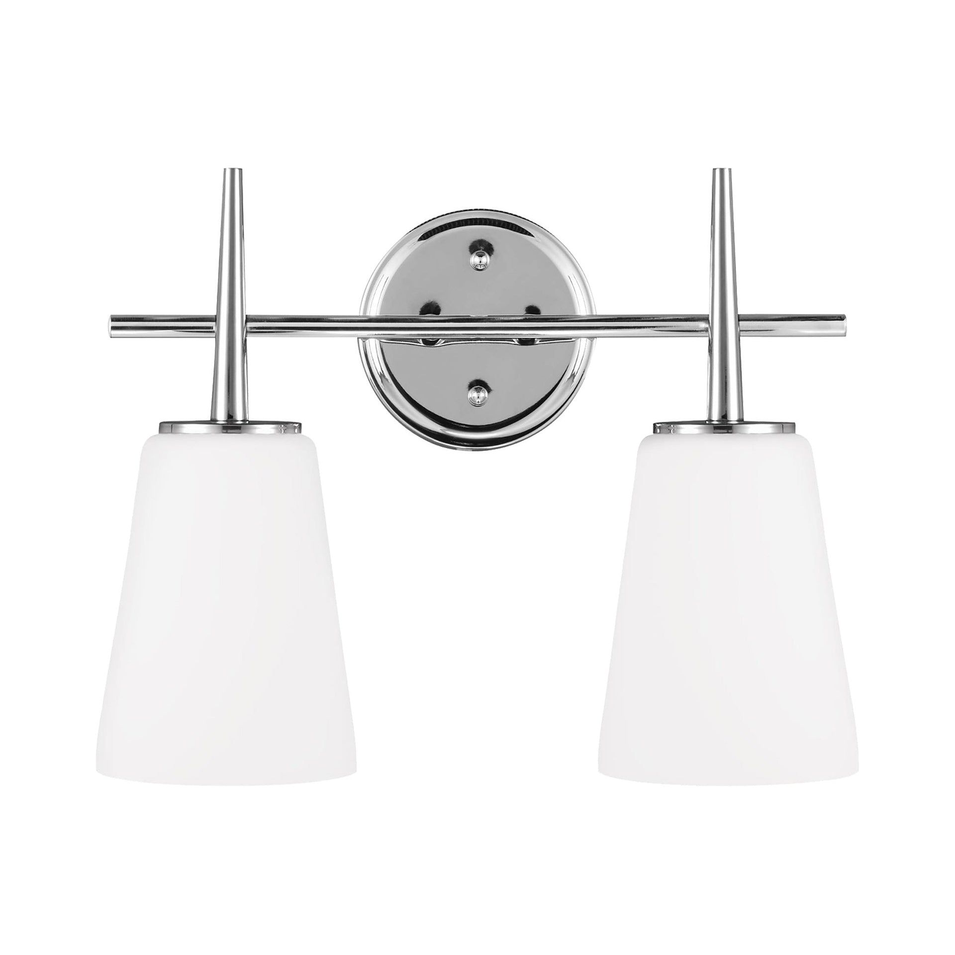 Sleek Chrome Dual Light Vanity with Etched Opal Shades