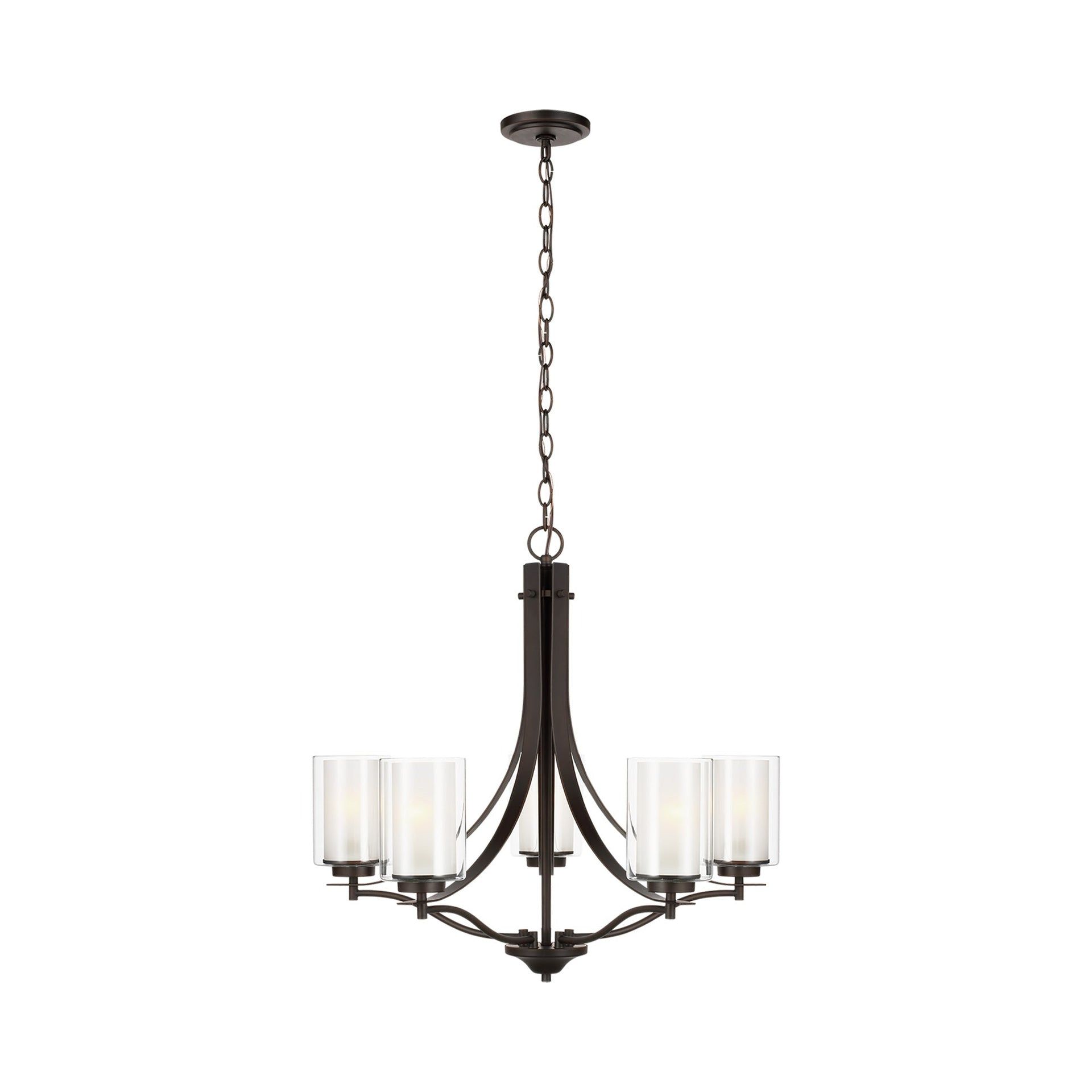 Elmwood Park Bronze 5-Light Chandelier with Satin Etched Glass