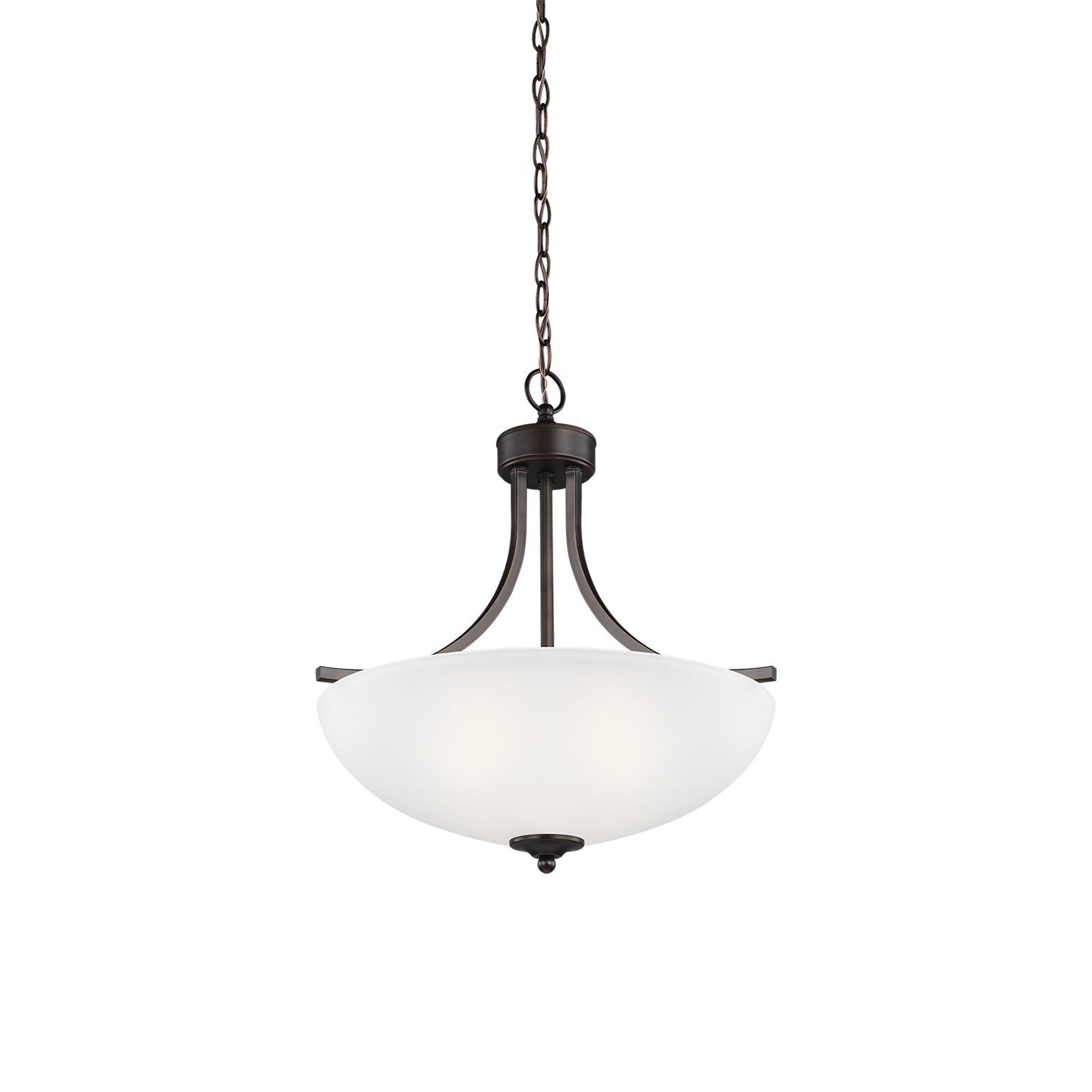 Geary 17.75" Bronze LED Bowl Pendant with Satin Etched Glass