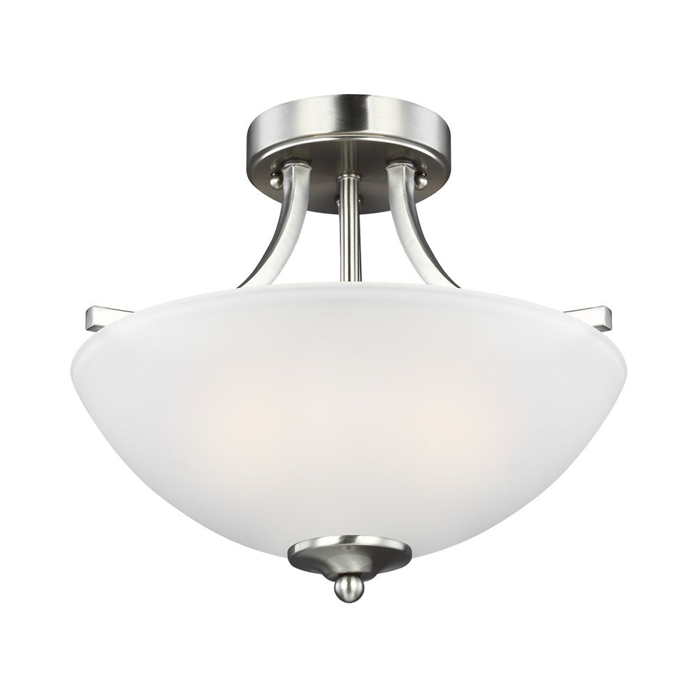 Geary Brushed Nickel 13" Transitional Bowl Pendant with Satin Etched Glass