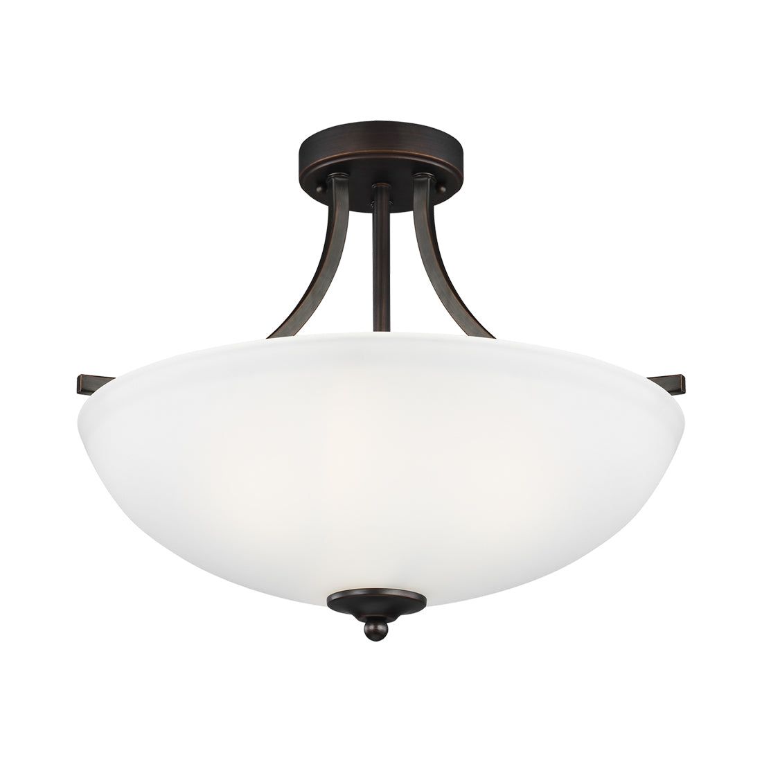 Bronze and White Glass 18" Transitional Bowl Pendant Light