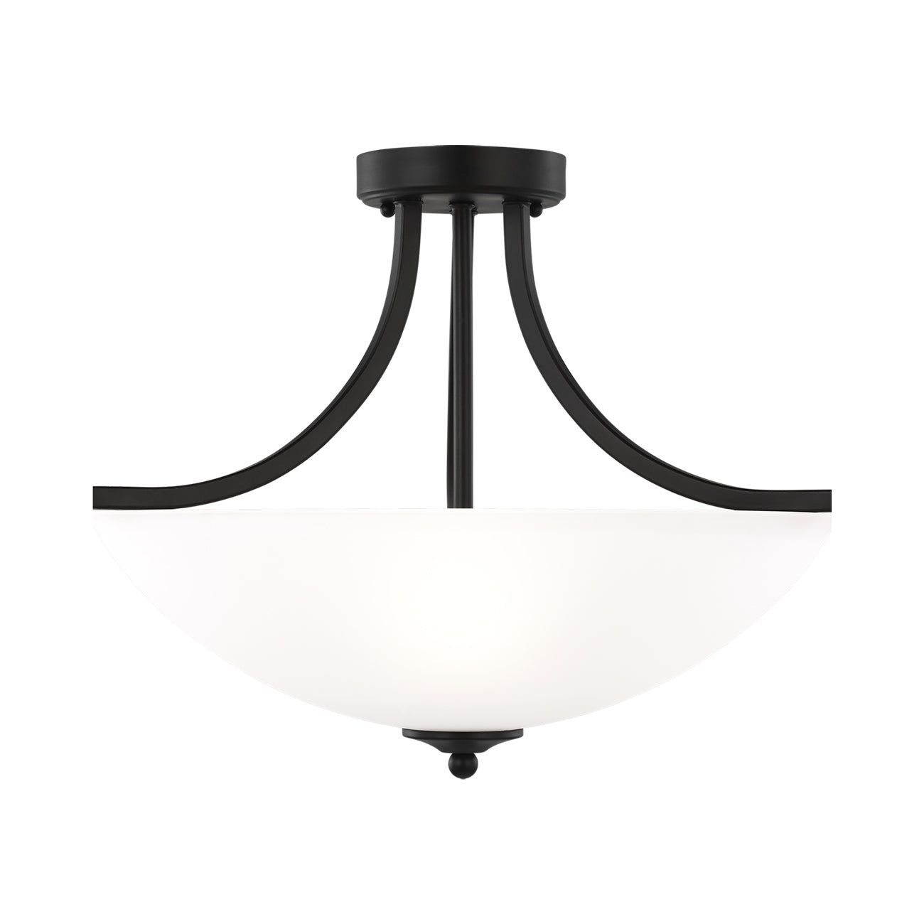 Midnight Black Steel Bell Shade Semi-Flush Mount Light