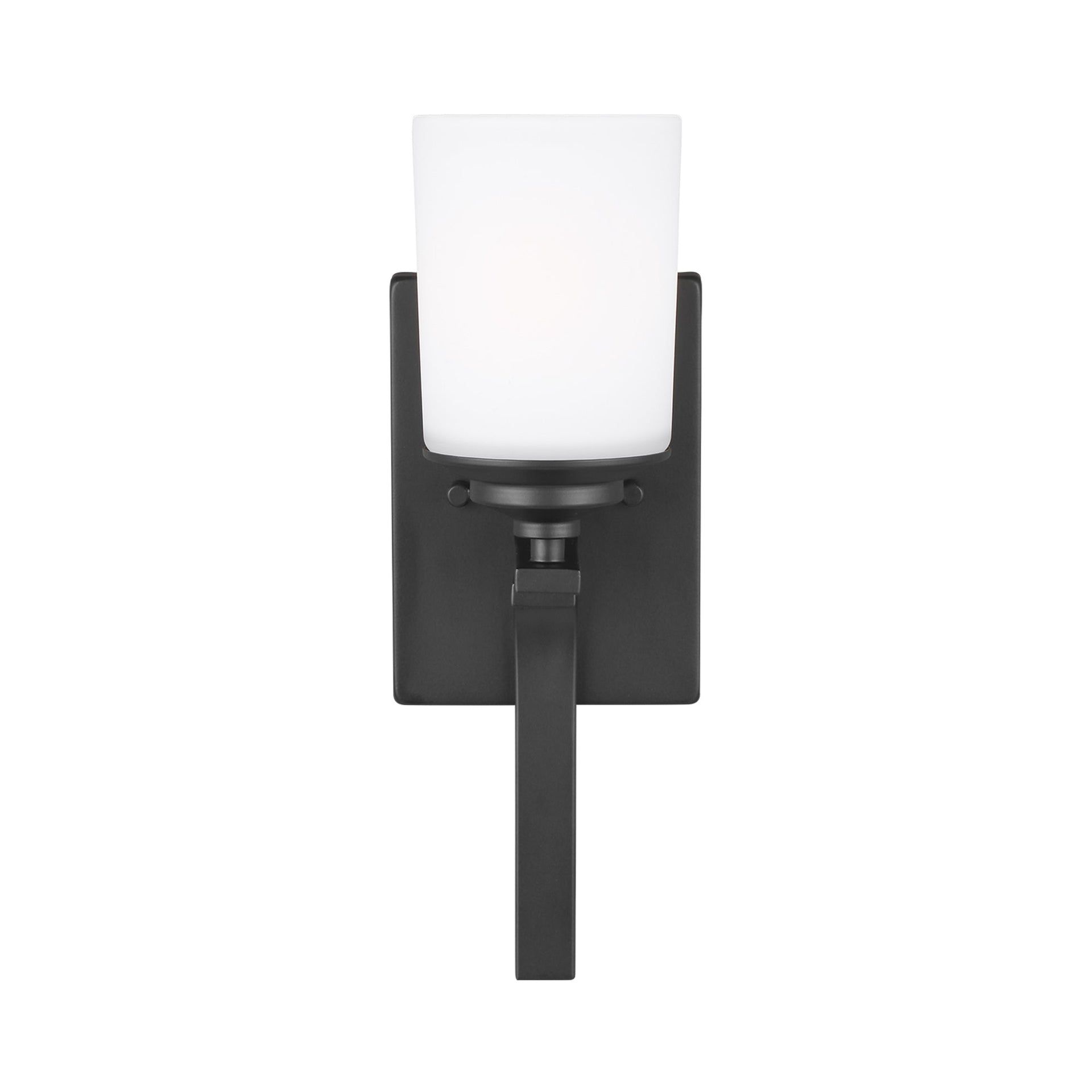 Midnight Black 15" Vanity Wall Sconce with Etched White Glass